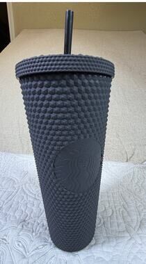 Starbucks Black Matte Studded Venti 24oz Tumbler Reusable Travel Cup Mug Lid